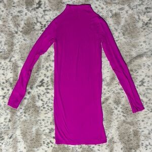 SKIMS Bright Pink Long Sleeve Bodycon Dress